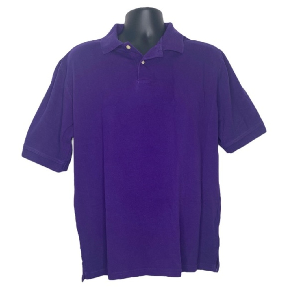 Basic Editions Classic Short Sleeve Polo Shirt (Size: Large, Color: Purple)